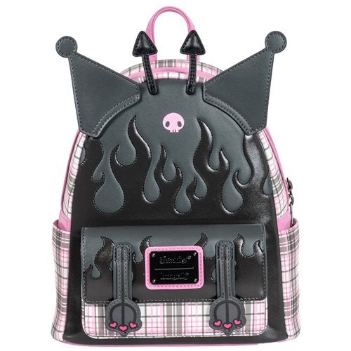 Loungefly Sanrio Kuromi Flames and Plaid Mini-Backpack - Entertainment Earth Exclusive