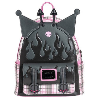 Loungefly Sanrio Kuromi Flames and Plaid Mini-Backpack - Entertainment Earth Exclusive