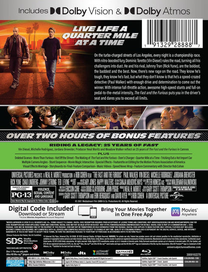 The Fast and the Furious - 25th Anniversary Limited Edition Steelbook (4K Ultra HD + Blu-ray + Digital)