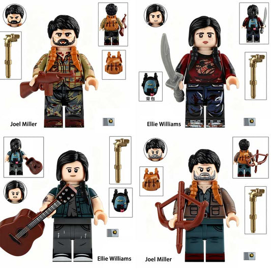 The Last Of Us Joel & Ellie set of 4 Minifigure Toys