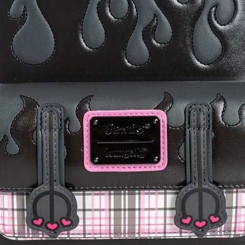 Loungefly Sanrio Kuromi Flames and Plaid Mini-Backpack - Entertainment Earth Exclusive