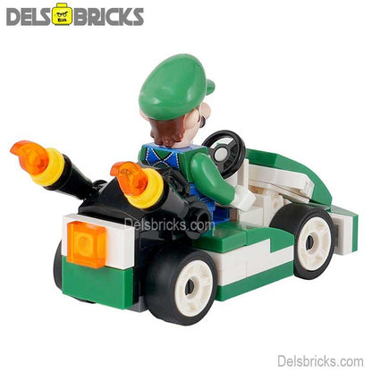 Luigi Kart Brothers Super Mario Lego Minifigures Custom Toys