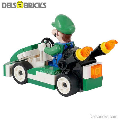 Luigi Kart Brothers Super Mario Lego Minifigures Custom Toys