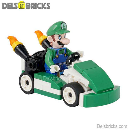 Luigi Kart Brothers Super Mario Lego Minifigures Custom Toys