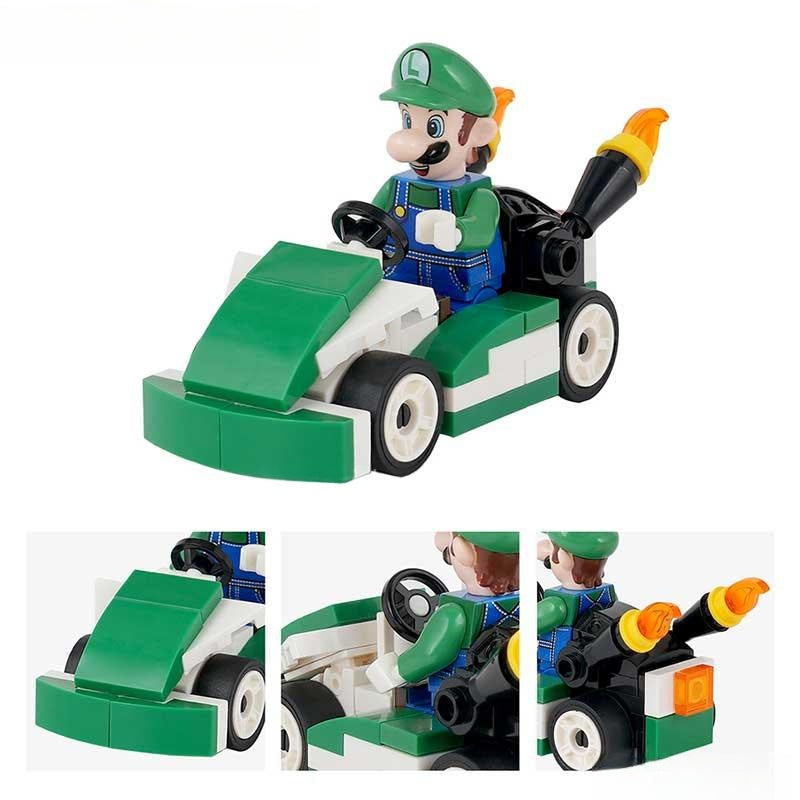 Luigi Kart Brothers Super Mario Lego Minifigures Custom Toys