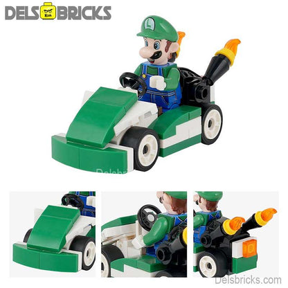 Luigi Kart Brothers Super Mario Lego Minifigures Custom Toys
