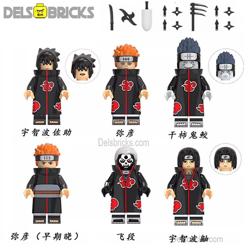 Naruto set of 6 Lego Anime Minifigures Custom Toys S8