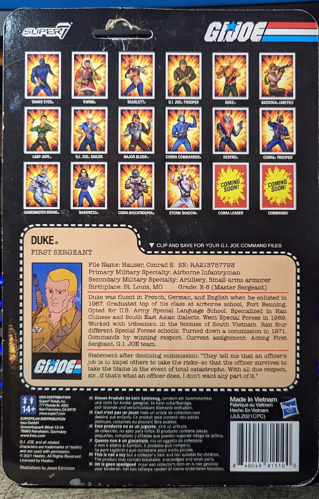 Duke G.I. Joe Super 7 Reaction Action Figure