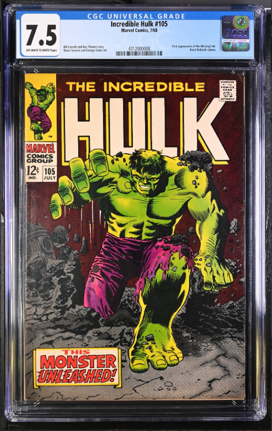 Incredible Hulk #105 CGC 7.5 OW/W - 1968