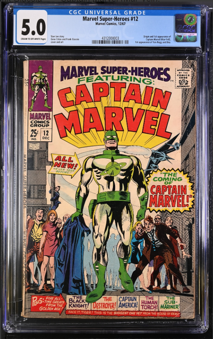 Marvel Super-Heroes #12 CGC 5.0 C/OW 1st Captain Mar-Vell 1967