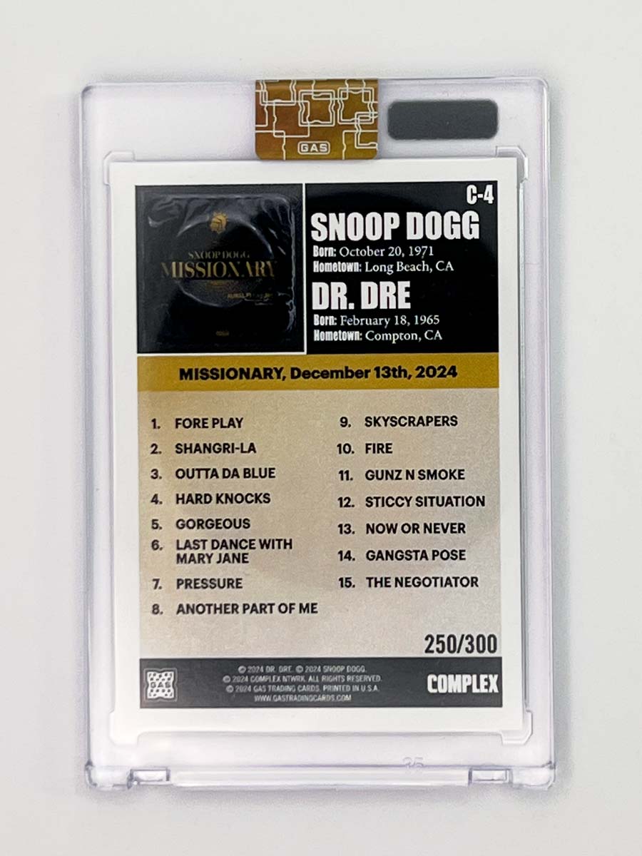 Snoop Dogg & Dr Dre Limited Edition GAS Cracked ICE Foil Trading Card LTD 300