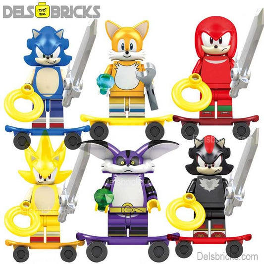 Sonic The Hedgehog Set of 6 Lego Minifigures Custom toys S1