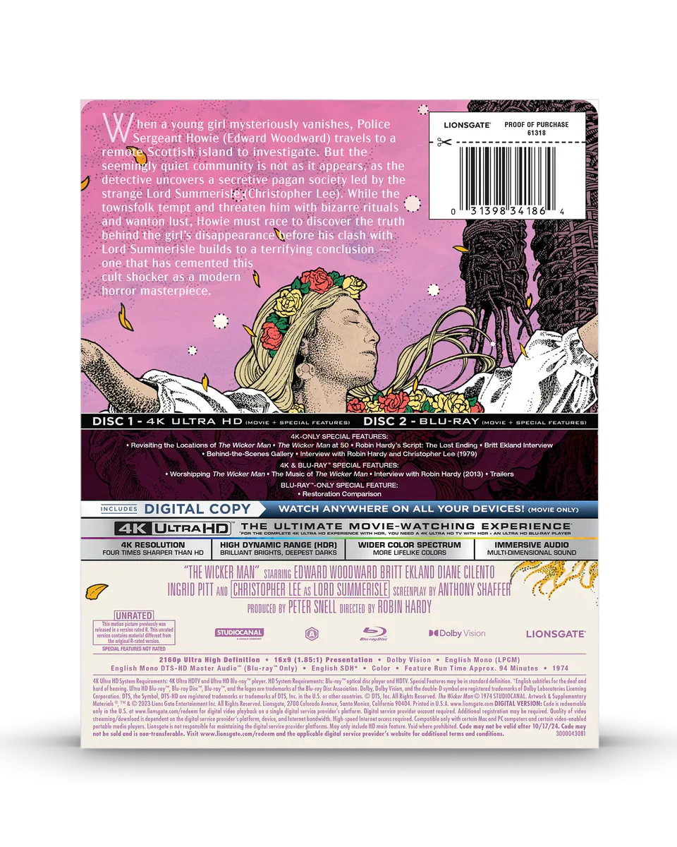 The Wicker Man - 50th Anniversary Limited Edition Steelbook (4K UHD + Blu-ray + Digital) - Used