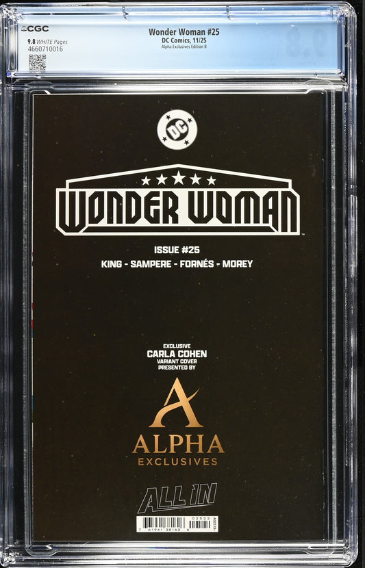 Wonder Woman #25 CGC 9.8 Carla Cohan Virgin Variant 1st App Matriarch